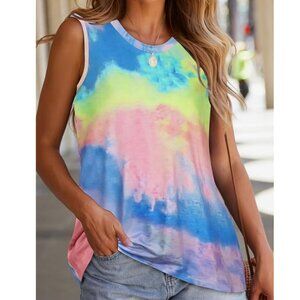 🌈 Pastel Rainbow Tie-Dye Tank, Size XL 🌈
